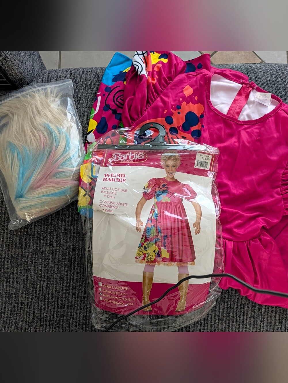Woman Weird Barbie Costume Medium With Wig